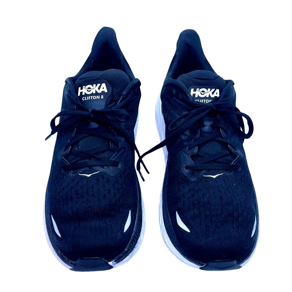 HOKA ONE ONE Men's Clifton 8 Running Shoes Black White 1119393 Size 12.5D